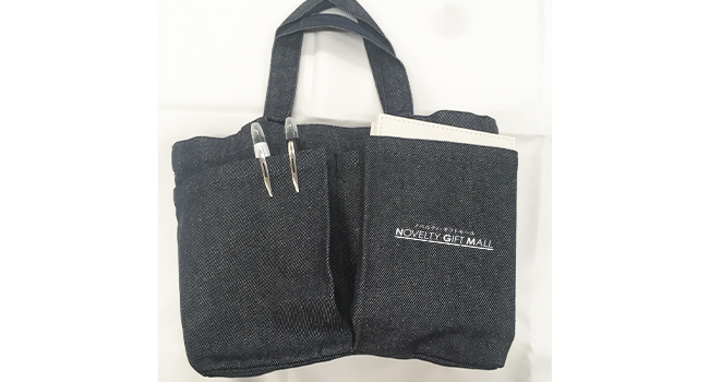 スフィア・リサイクルデニム2ポケットトート(SNS-0600560)名入れイメージ