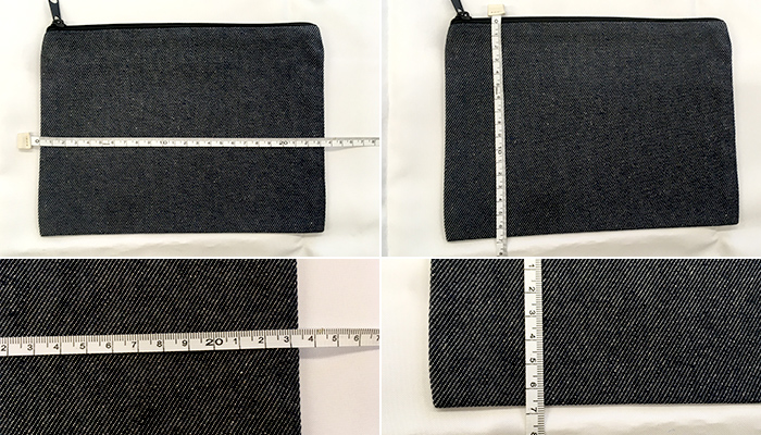 スフィア・リサイクルデニムフラットポーチ（S）（SNS-0600563）本体サイズ