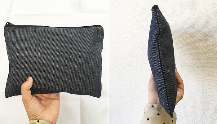 スフィア・リサイクルデニムフラットポーチ（S）（SNS-0600563）収納時