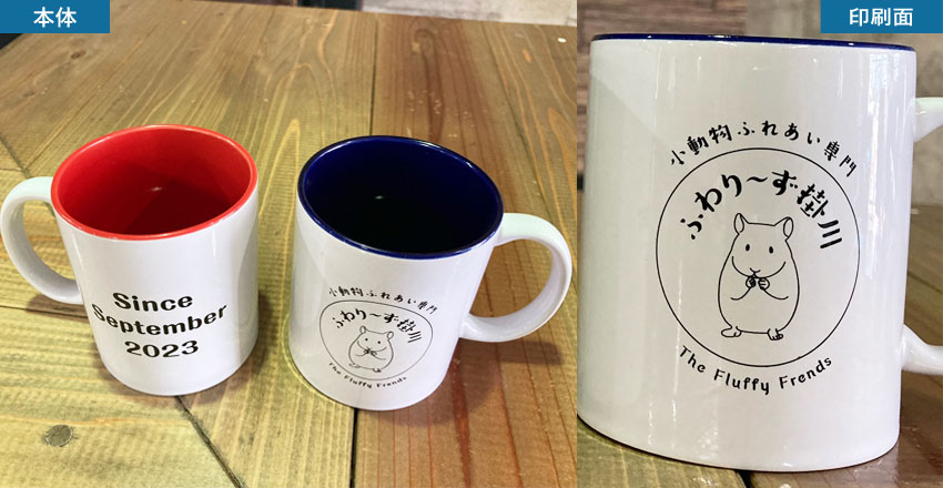 ≪名入れノベルティ実績事例≫陶器マグ ストレートバイカラー（tTS