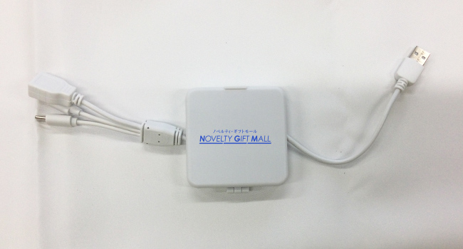 スマホスタンドになるケーブルホルダー（3in1ケーブル付き）（SNS-0600800）名入れイメージ