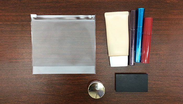 フロストクリア・ガゼットファスナーポーチ（SNS-0600775）ポーチにコスメを入れるイメージ