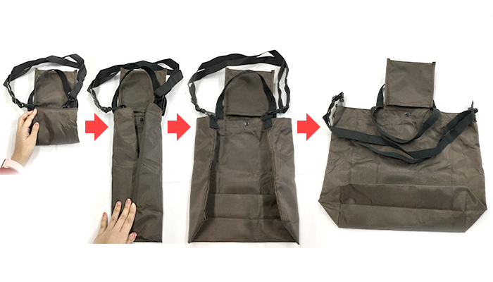 デイタフ・テントクロス パッカブル２WAYトート（撥水加工）(SNS-0600731)本体を開く手順