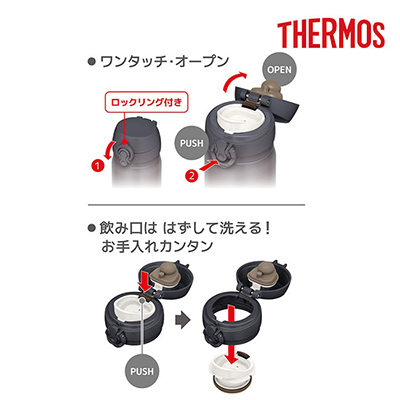 サーモス(THERMOS)真空断熱ケータイマグ 500ml/JNL（JNL-506）ワンタッチオープンのキャップ