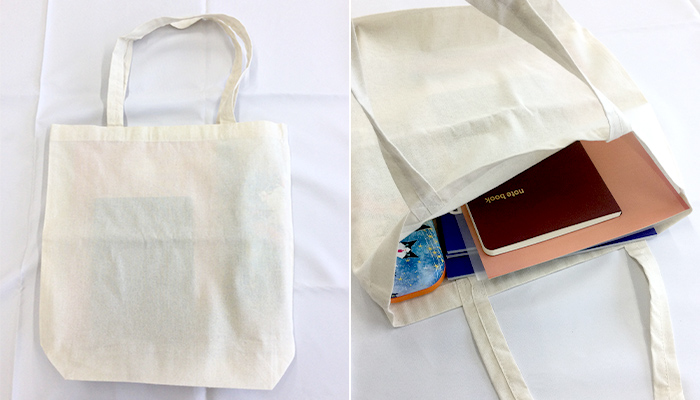 リサイクルコットンバッグ(SNS-1500018)実際に入れてみたイメージ