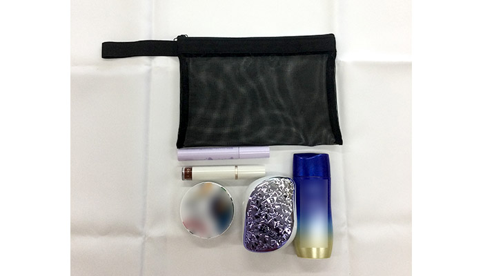 プラシャープ・ストラップ付きメッシュフラットポーチ(SNS-0600922)フラットポーチに私物を収納