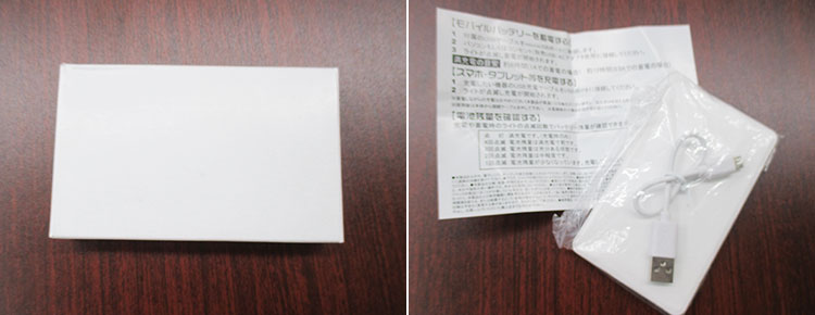 PSEバッテリーチャージャー(マットタイプ)4,000mAh(白)（hi211140）本体と取扱説明書イメージ