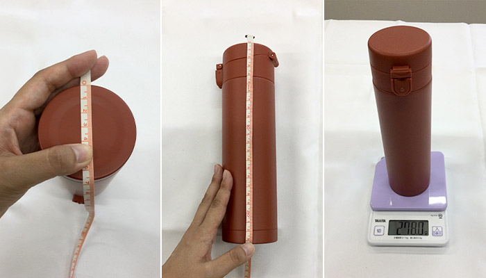 セルトナ・ワンタッチ式真空ステンレスボトル(SNS-0600960)本商品のサイズと重さ