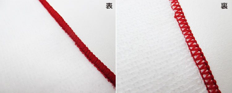 今治製プリント用タオルハンカチ（V010415）縫製部分の裏表イメージ