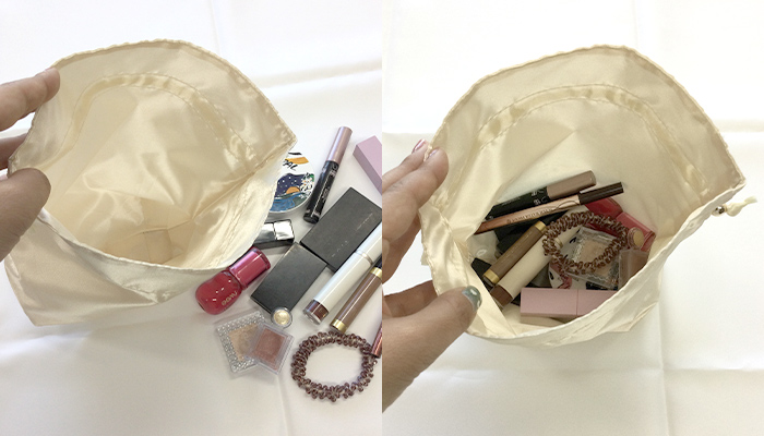 ≪実際に使ってみました！≫サテンキューブ巾着(SNS-0601085)｜名入れ