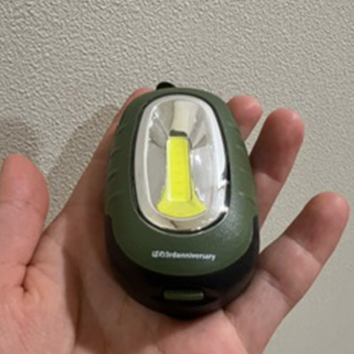 カラビナ付き3WAYハイパワーライト（SNS-0600802）手に持った状態