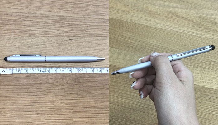タッチペン付スリムメタルペン(SNS-0400128)ペンのサイズ感