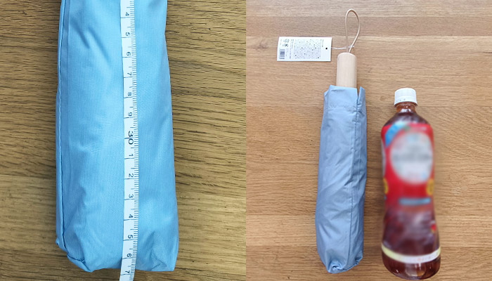 ウッドハンドル遮光耐風折り傘(晴雨兼用)(SNS-0900104)サイズチェック