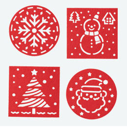 クリスマス フェルトコースター4P（V010423）商品画像